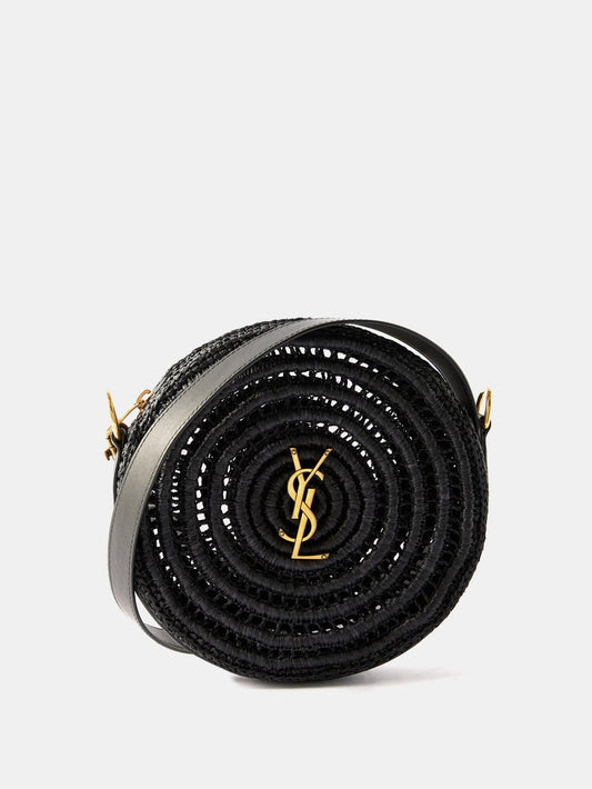 Saint Laurent Women Round Raffia Shoulder Bag