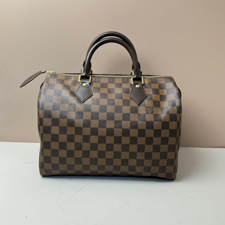 Louis Vuitton Damier Ebene Speedy 30 Brown Canvas Satchel Handbag