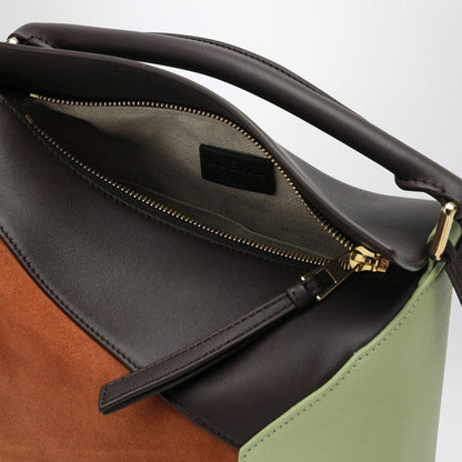 Loewe Small Chocolate/Tan Puzzle Bag In Calfskin And Suede Women