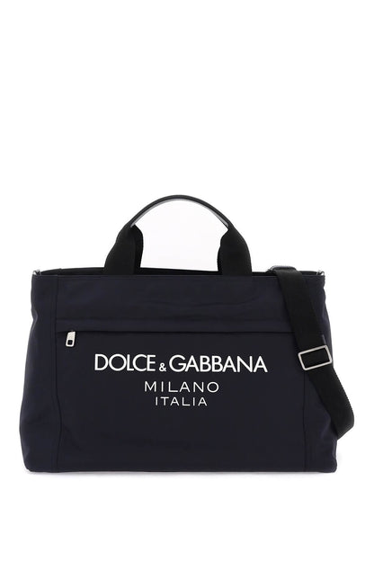 Dolce & Gabbana Rubberized Logo Nylon Duffle Bag Men