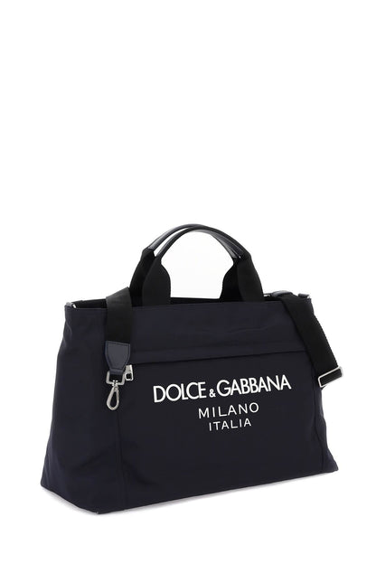 Dolce & Gabbana Rubberized Logo Nylon Duffle Bag Men