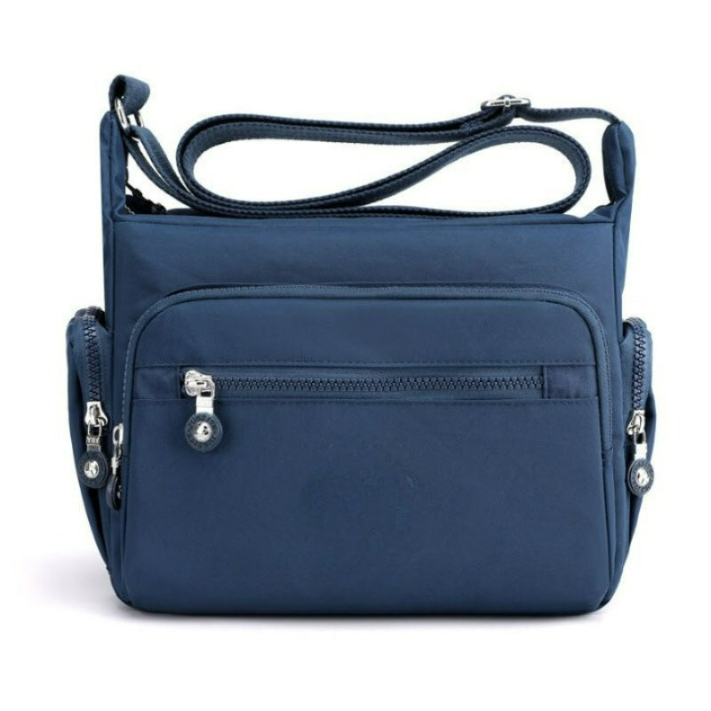 Multipocketed Nylon Messenger Bag for Women