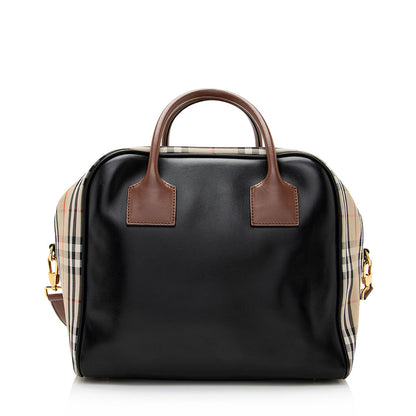 Burberry Calfskin Nova Check Small Cube Bowling Bag (SHF-21401)