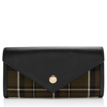 Burberry Check Smooth Calfskin Halton Continental Wallet (SHF-23105)