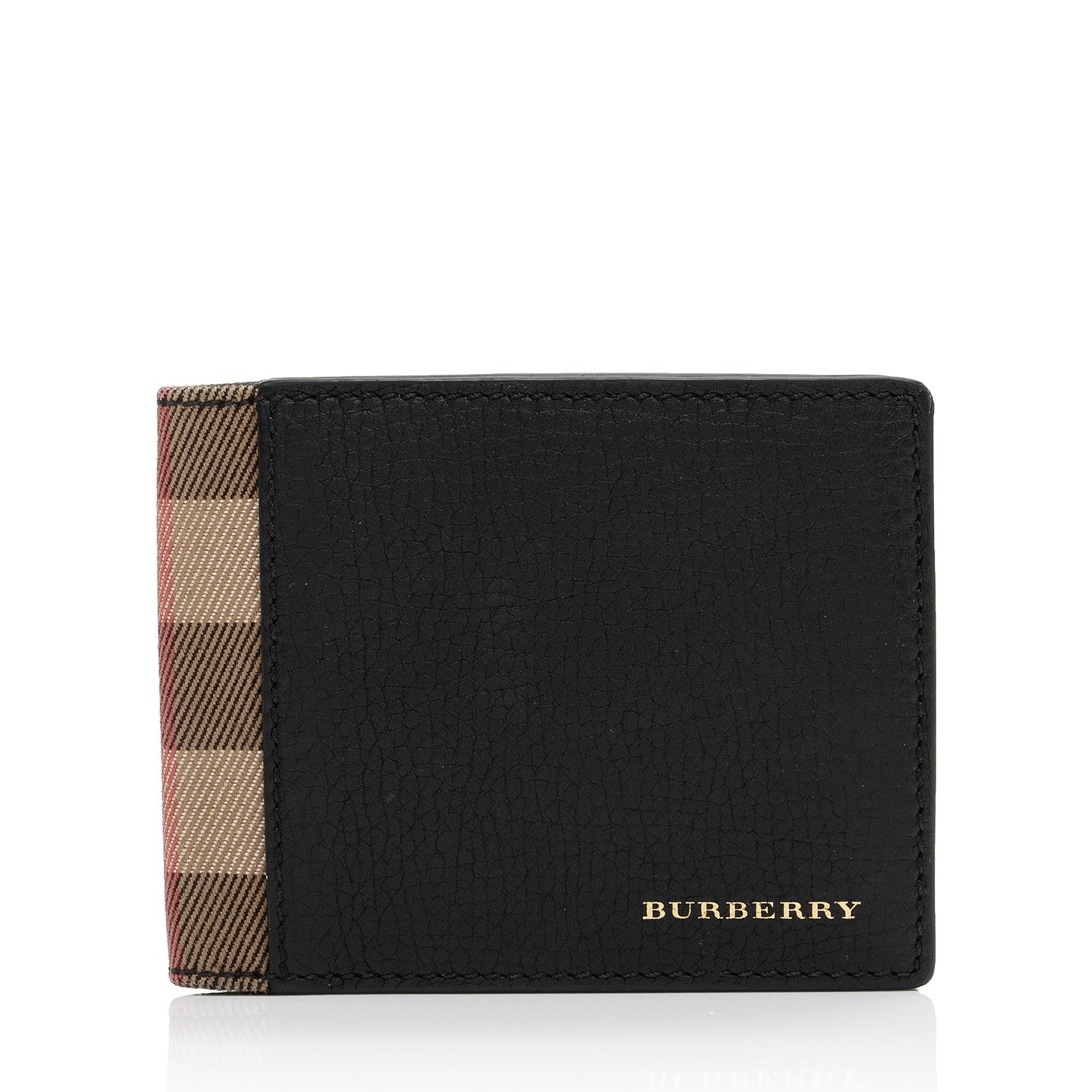 Burberry Calfskin House Check Bi-Fold Wallet (SHF-yb78nZ)