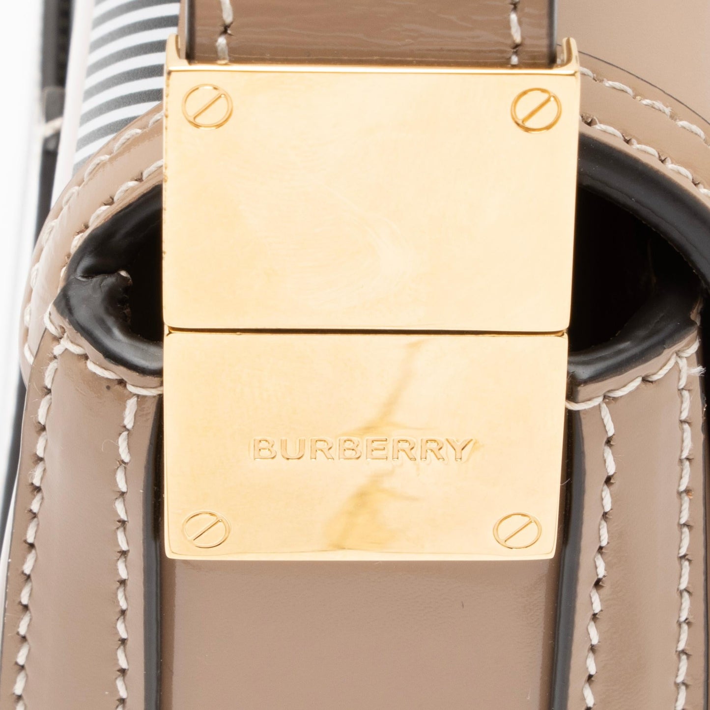 Burberry Smooth Calfskin Check Olympia Small Shoulder Bag (SHF-qfl34u)