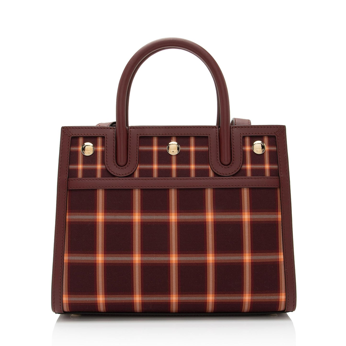 Burberry Tartan Check Smooth Calfskin Title Mini Tote (SHF-zkxnVr)