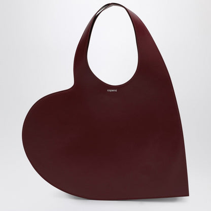 Coperni Heart Burgundy Leather Tote Bag Women