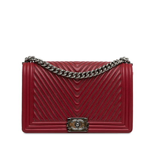 Chanel Large Embellished Calfskin Chevron Boy Flap (SHG-HF4Dqm)