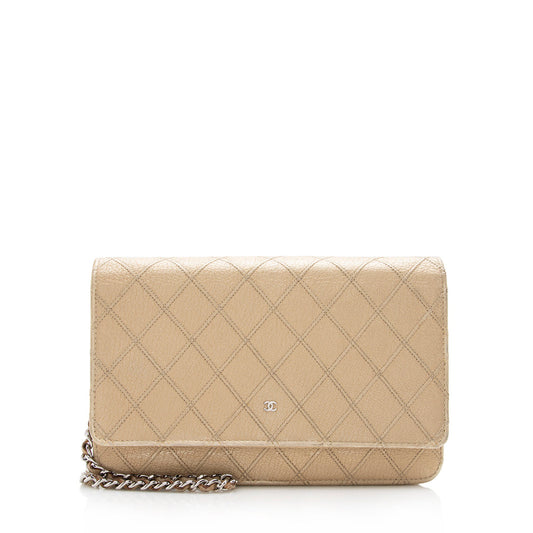 Chanel Metallic Calfskin Diamond Stitch Wallet on Chain Bag - FINAL SALE (SHF-15863)