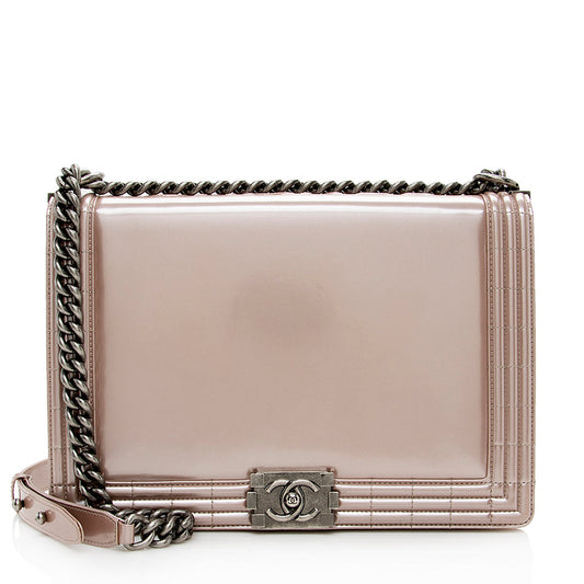 Chanel Metallic Glazed Calfskin Large Boy Bag (SHF-14938)