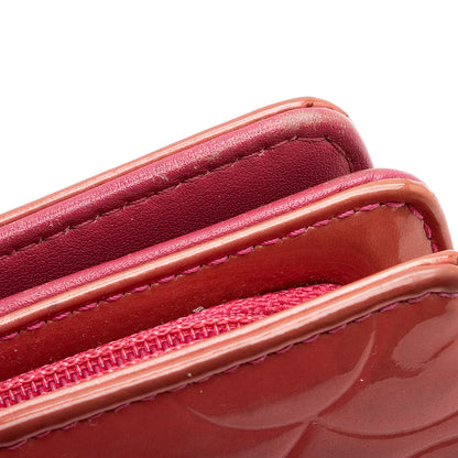 Chanel Patent Leather Camellia CC L-Double Wallet (SHF-20612)