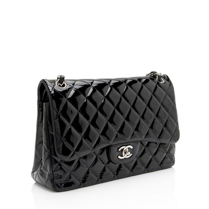 Chanel Patent Leather Classic Jumbo Double Flap Bag (SHF-lMNM0P)