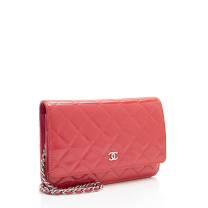 Chanel Patent Leather Classic Wallet on Chain (SHF-13OxMa)