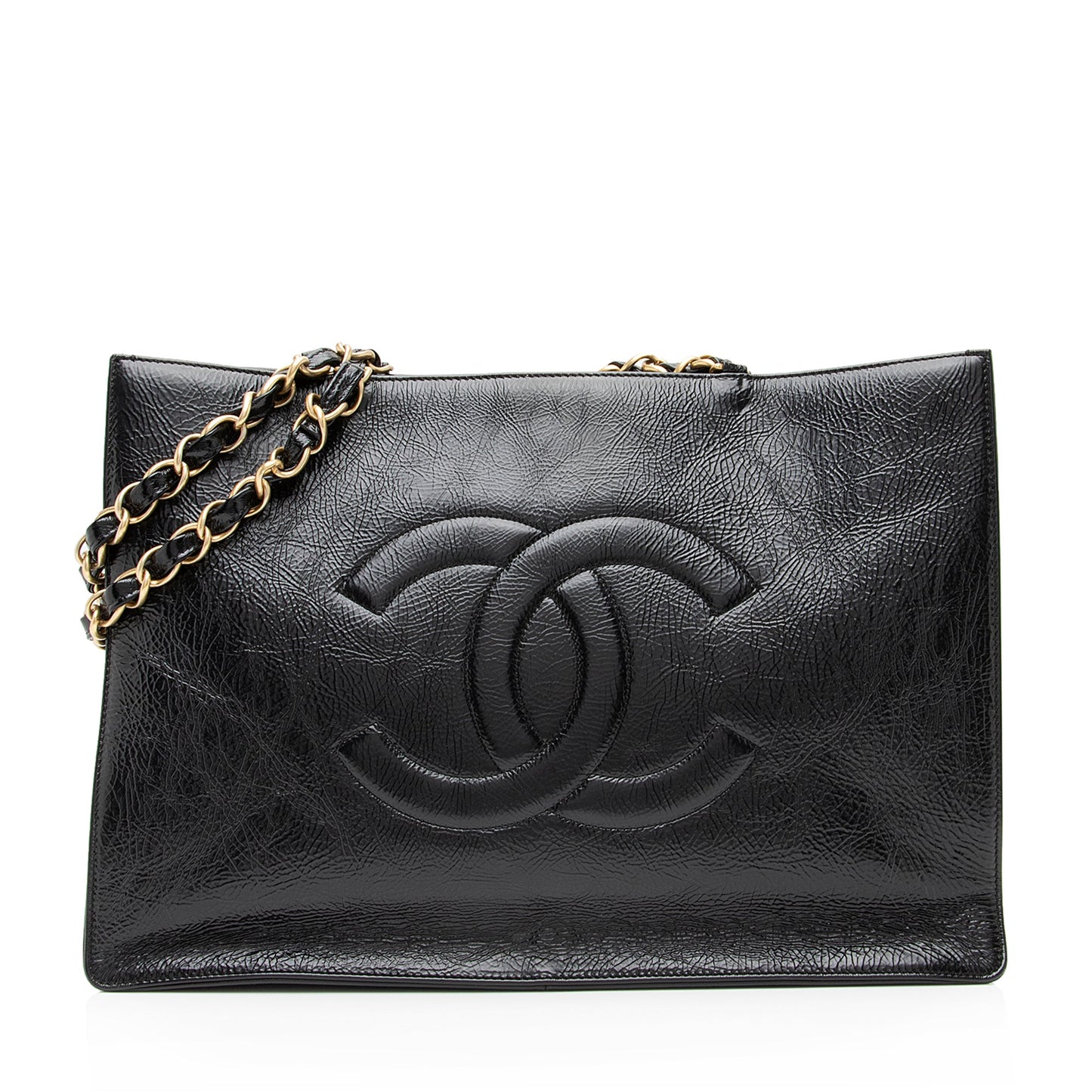 Chanel Shiny Aged Calfskin Timeless CC E/W Shopping Tote (SHF-FZUf4Q)