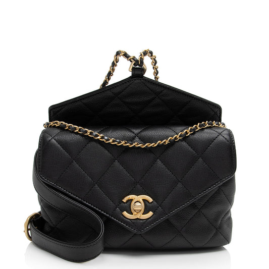 Chanel Calfskin Quilted Carry With Chic Flap Waist Bag (SHF-zM1SNQ)