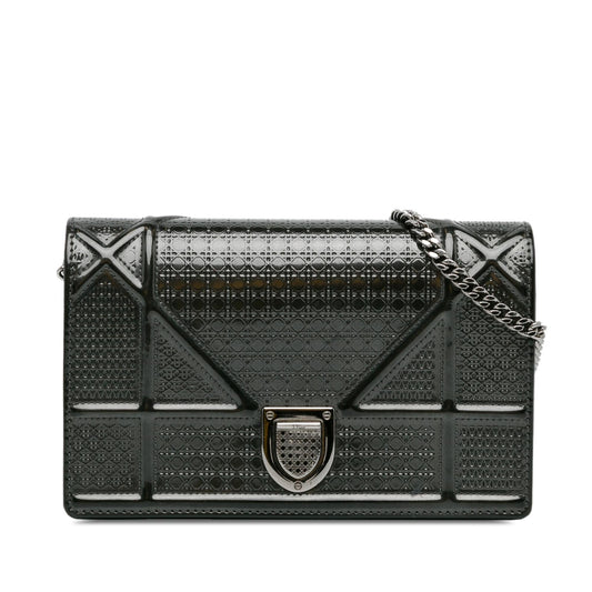 Dior Metallic Patent Microcannage Diorama Wallet on Chain (SHG-PbiarO)