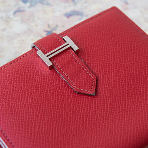 Hermes Compact Bearn Red Epsom Leather Wallet