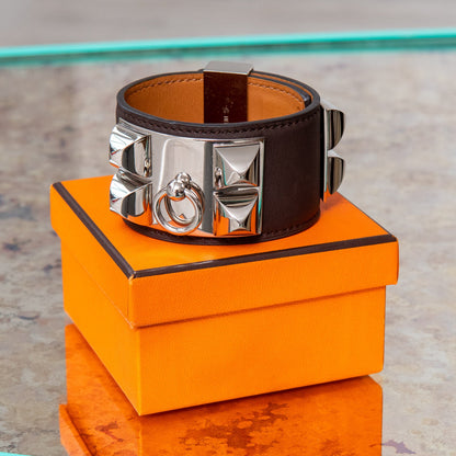 Hermes Collier De Chien Brown Leather Bracelet