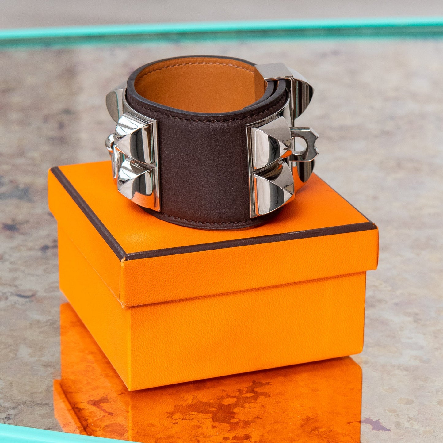 Hermes Collier De Chien Brown Leather Bracelet