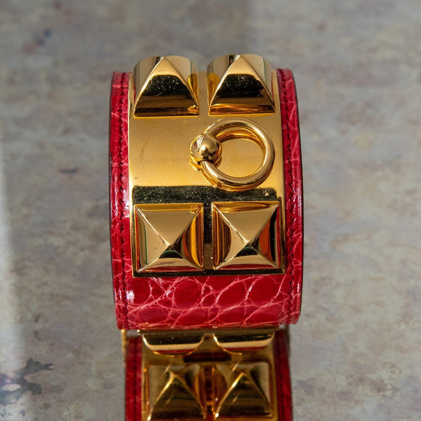 Hermes Red Crocodile Collier de Chien Cuff