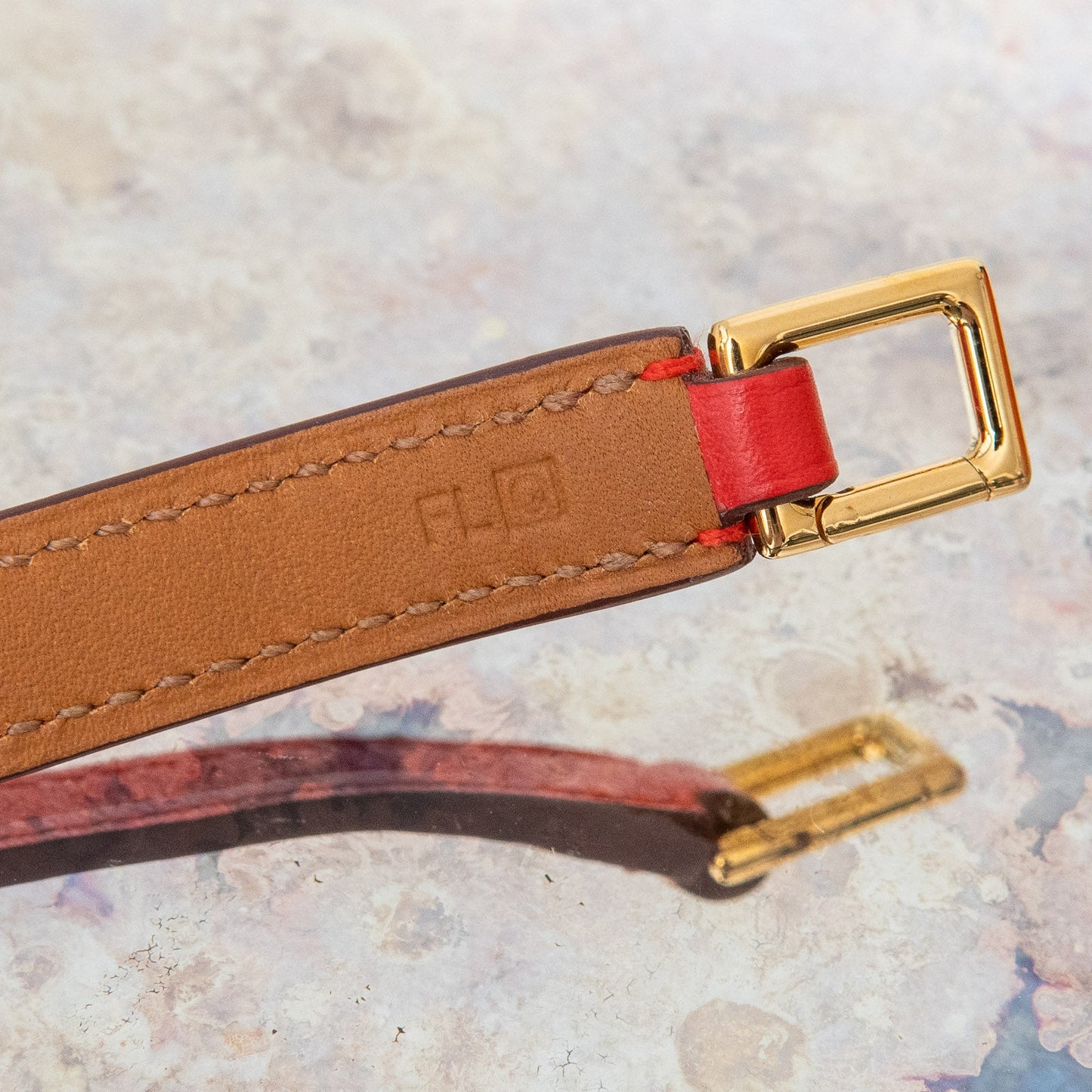 Hermes Rivale Double Tour Red Leather Bracelet Size XS