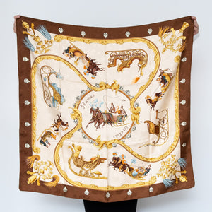 Hermes Plumes et Grelots Julia Abadie Silk Scarf 90 cm