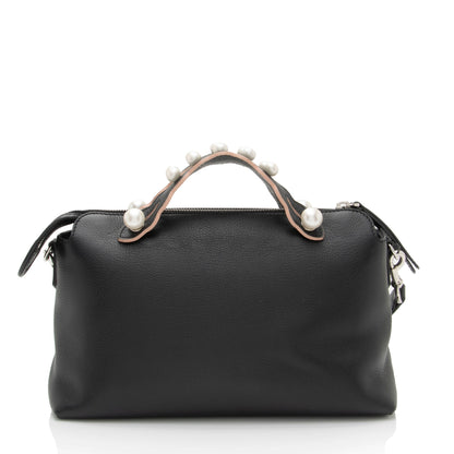 Fendi Calfskin Faux Pearl Embellished By The Way Medium Satchel (SHF-r853Zx)