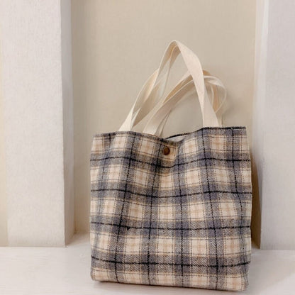 Canvas Plaid Fashionable Shoulder Bags for Women