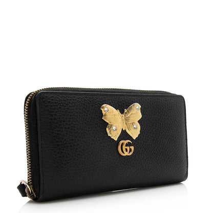 Gucci Calfskin Butterfly Farfalla Zip Around Wallet (SHF-21069)