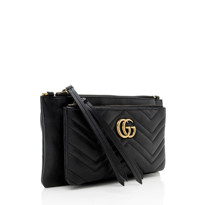 Gucci Calfskin Matelasse GG Marmont Double Zip Crossbody Bag (SHF-UjjzWj)