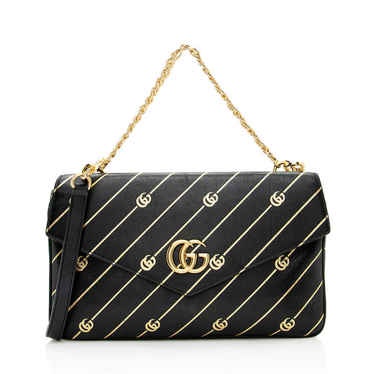 Gucci Calfskin Diagonal Stipe Thiara Double Shoulder Bag (SHF-21686)