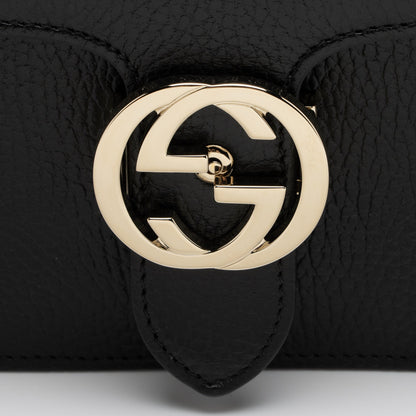 Gucci Grained Calfskin Interlocking G Medium Shoulder Bag (SHF-23261)