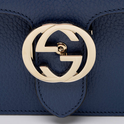 Gucci Grained Calfskin Interlocking G Small Shoulder Bag (SHF-s4DfUr)