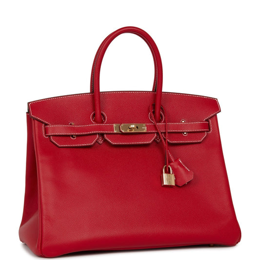 Hermes Birkin 35 Rouge Casaque Candy Epsom Permabrass Hardware