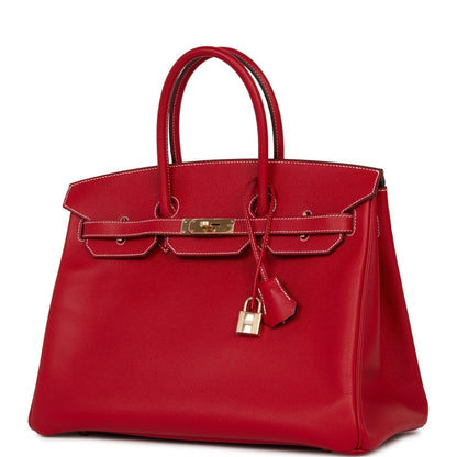 Hermes Birkin 35 Rouge Casaque Candy Epsom Permabrass Hardware