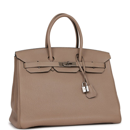 Hermes Birkin 35 Gris Tourterelle Togo Palladium Hardware