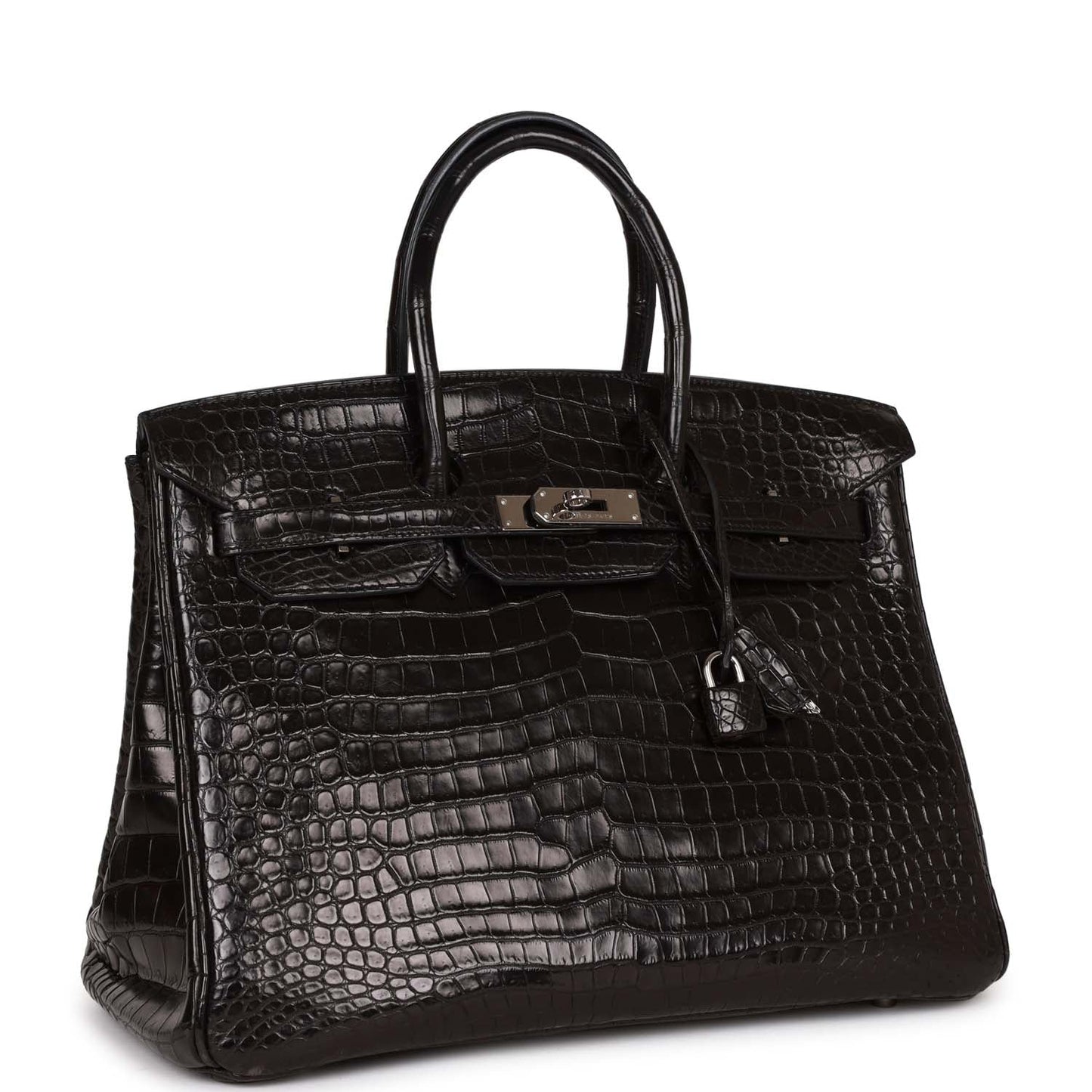 Hermes Birkin 35 Black Matte Crocodile Porosus Palladium Hardware