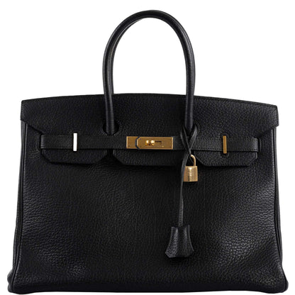 Hermes Birkin 35 Black Ardennes Leather Gold Hardware - Circle W