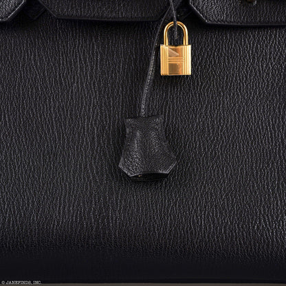 Hermes Birkin 35 Black Chevre De Coromandel with Gold Hardware - 2019, D