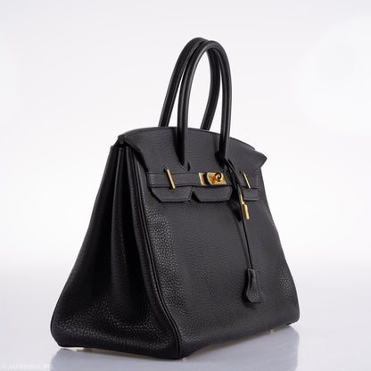 Hermes Birkin 35 Black Clemence Leather Gold Hardware - Square N