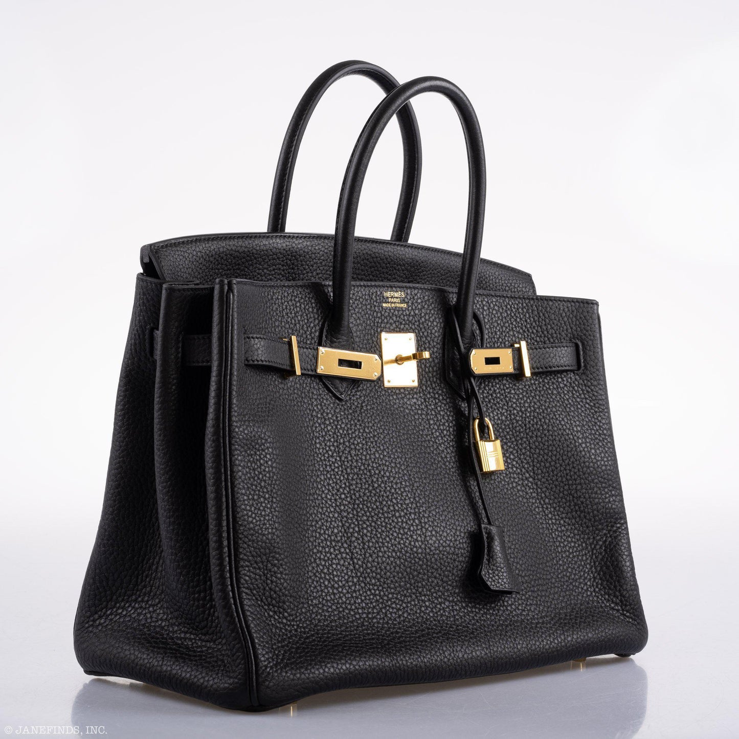 Hermes Birkin 35 Black Clemence Leather Gold Hardware - Square N