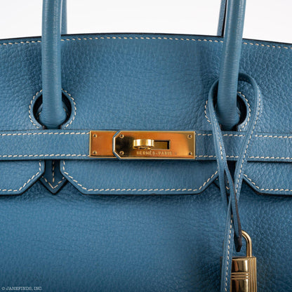 Hermes Birkin 35 Blue Jean Togo Gold Hardware - Square G