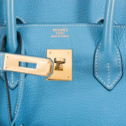 Hermes Birkin 35 Blue Jean Togo Gold Hardware - Square G