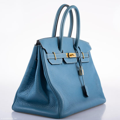 Hermes Birkin 35 Blue Jean Togo Gold Hardware - Square G