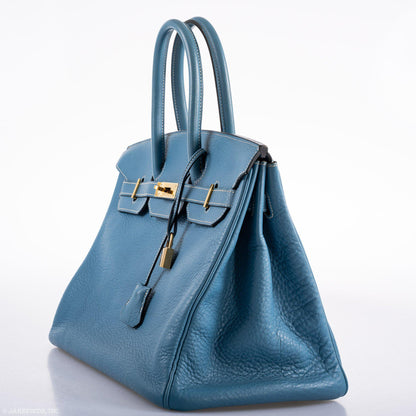 Hermes Birkin 35 Blue Jean Togo Gold Hardware - Square G