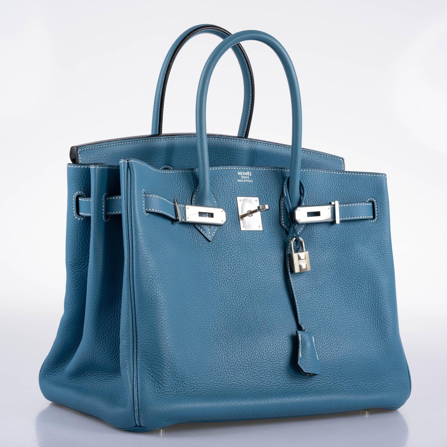 Hermes Birkin 35 Blue Jean Togo with Palladium Hardware - 2008, K Square