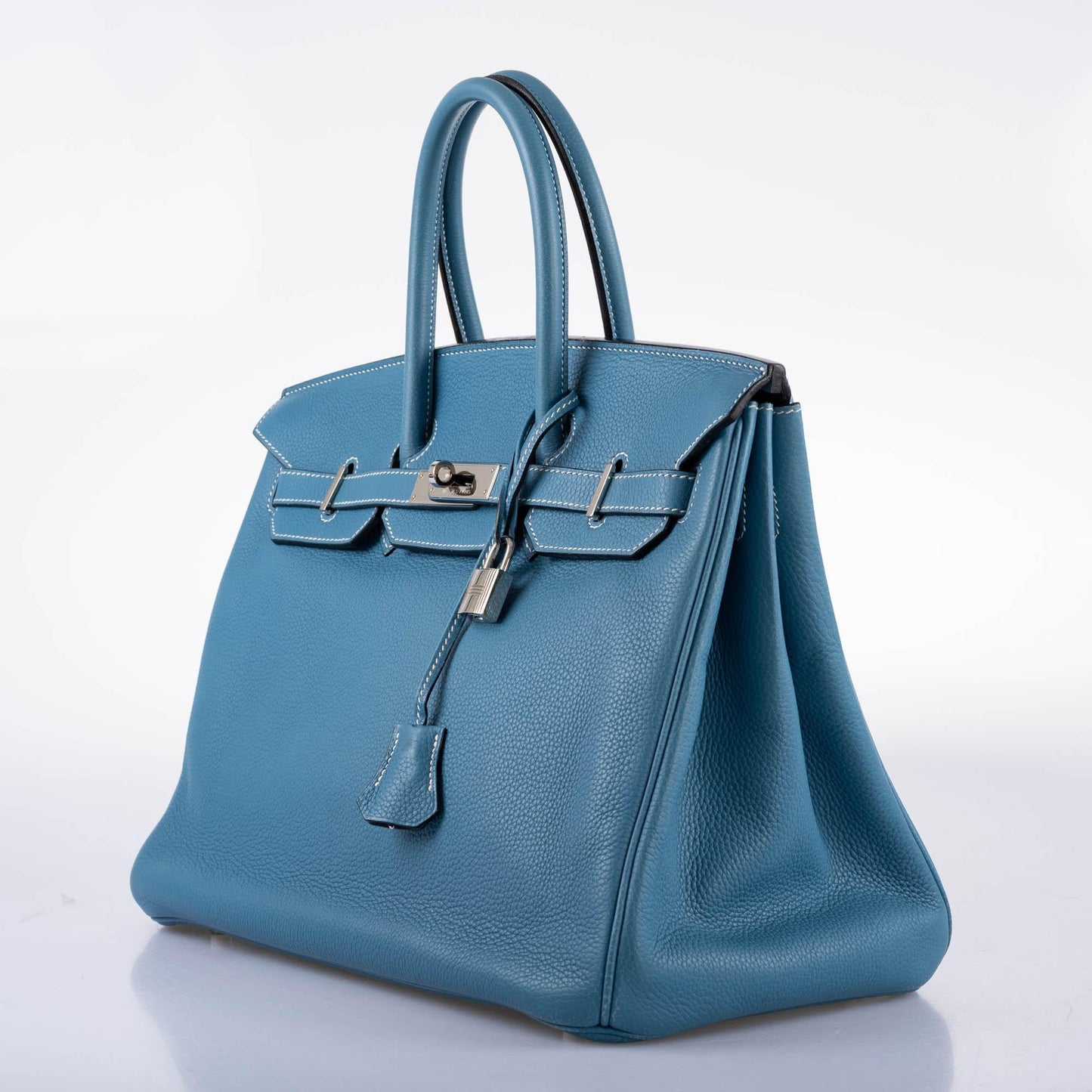 Hermes Birkin 35 Blue Jean Togo with Palladium Hardware - 2008, K Square