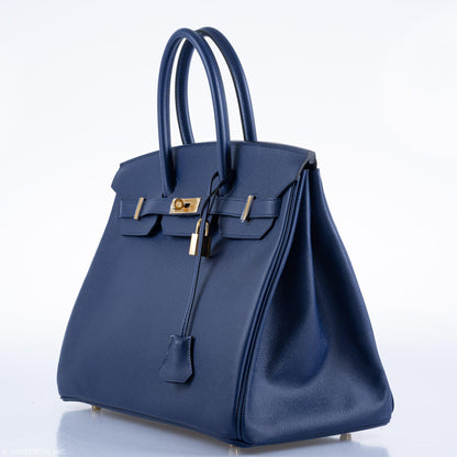 Hermes Birkin 35 Blue Saphire Epsom with Gold Hardware - 2016, X