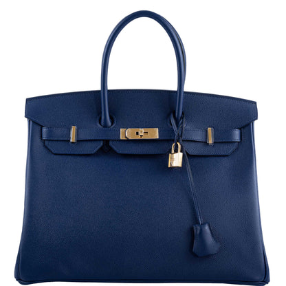 Hermes Birkin 35 Blue Saphire Epsom with Gold Hardware - 2016, X